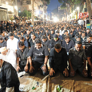 The evening pray before the procession at Spencer Lane, where the procession would begin, Mumbai, December 2009. (Photo: Reza Masoudi Nejad)