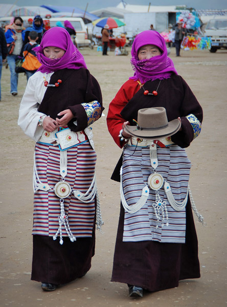 Tibetan women celebrate Naadam, an annual horse racing festival in Dangxiong, Tibet, China. (Photo: Naomi Hellmann)