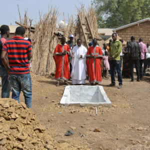 Catholic priests at a funeral in Nangodi, Upper East Region. (Photo: Elena Gadjanova)