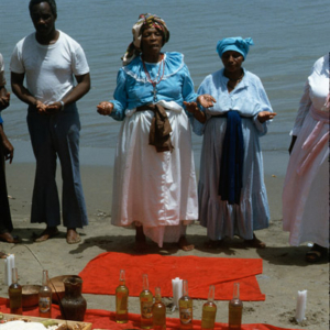 Offerings to water Shango orisha (spirits), central Trinidad. (Photo: Steven Vertovec)
