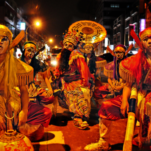 Taiwan – Performance troupe at a temple anniversary celebration (see video) ‘Zhong Kui capturing the five ghosts’. (Photo: Fabian Graham)