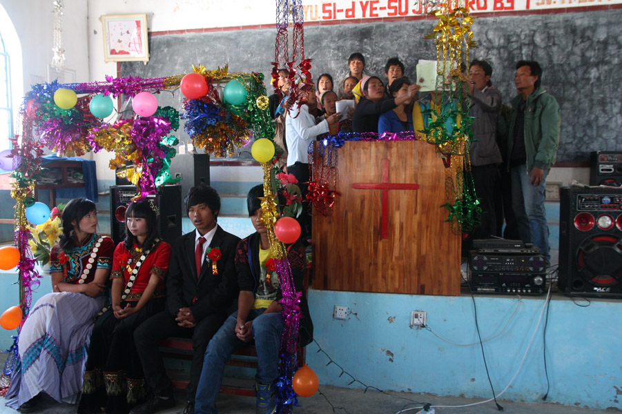 A Christian wedding held in Xincun Church, Lushui County, 22 January 2014. (Photo: Ying Diao)