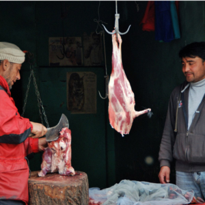 A mutton stall in Kargil, Jammu & Kashmir. (Photo: Naomi Hellmann)