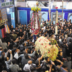 Taboot: Mogul Masjid, Mumbai, India, December 2010 -Taboot is a symbolic coffin carried in Shi'i procession of Muharram. Taboot signifies the coffin of the grandson of Porophet Mohammad martyred at the tragic battle of Karbala in the 7th century. (Photo: Reza Masoudi Nejad)