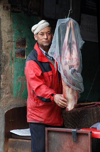 A mutton vendor in Kargil, Jammu & Kashmir. (Photo: Naomi Hellmann)