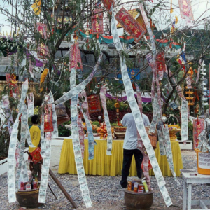 Money tree at the building site of a giant Buddha image. Hat Yai, southern Thailand. (Photo: Jovan Maud)